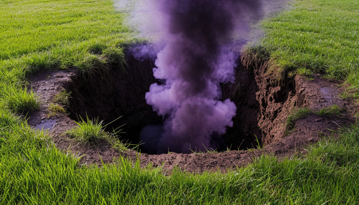 Из дыры валил странный дым. 