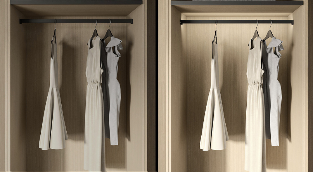  Штанга для одежды с подсветкой выдерживает нагрузку от 50 до 160 кг.