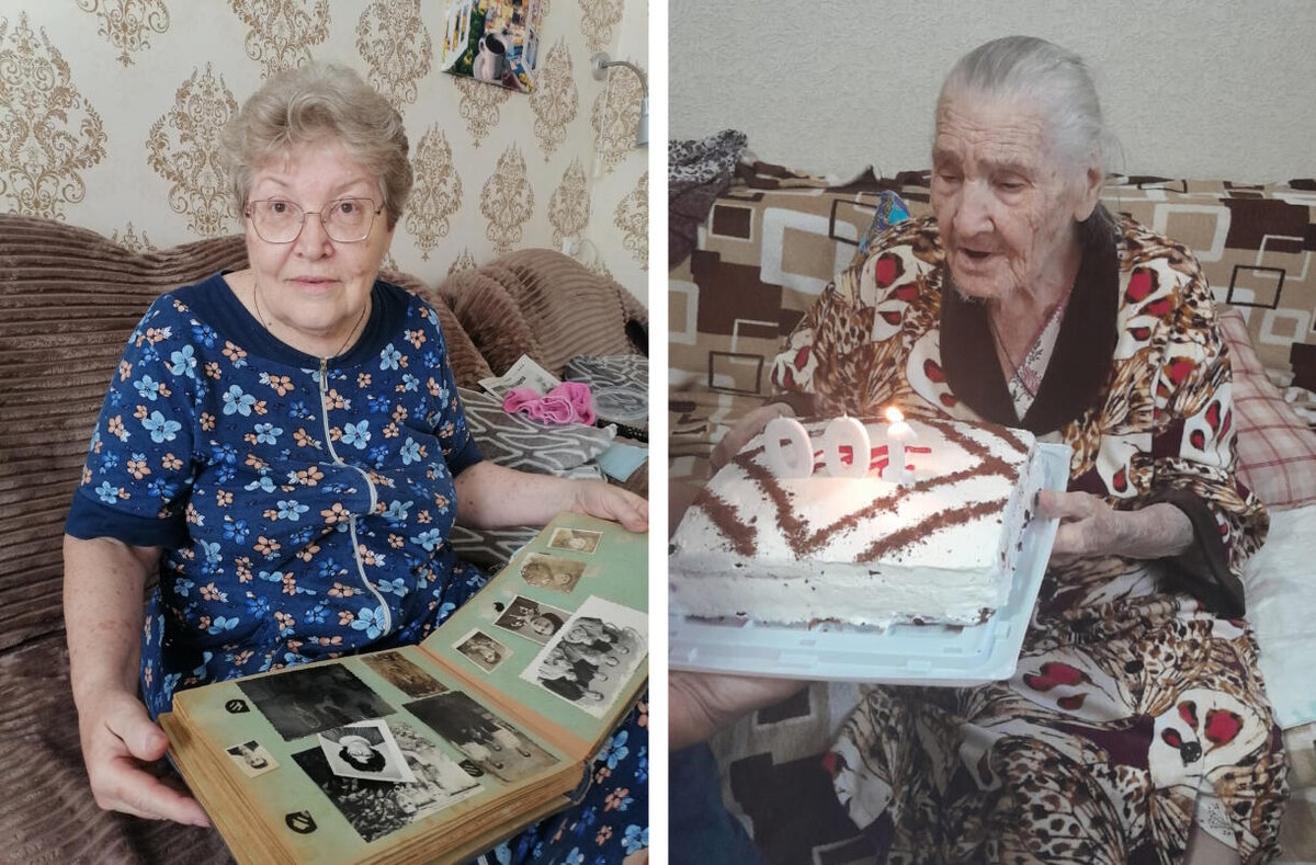   О жизни Надежды Андреевны Волошиной рассказала ее дочь Татьяна Михайловна. Во время нашей встречи она показала семейный альбом и поделилась историями своих старших родственников. Показала Татьяна Михайловна и фотографии со 100-летнего юбилея своей мамы. К такой знаменательной дате родные устроили для своей любимой бабули настоящий праздник, преподнеся ей торт с надписью и свечами / фото Татьяны Петровой и из архива Волошиных