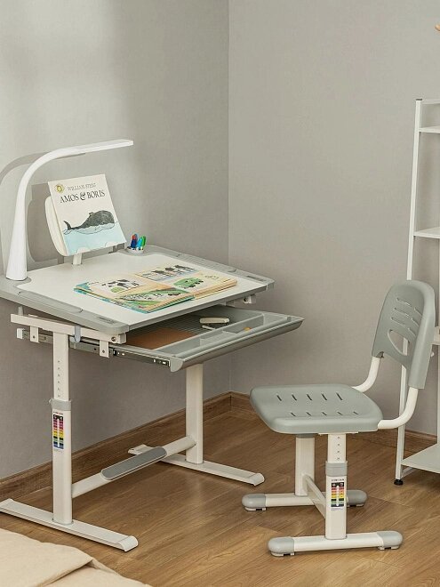 Комплект парта + стул трансформеры FUNDESK Littonia Grey в Кенгуру