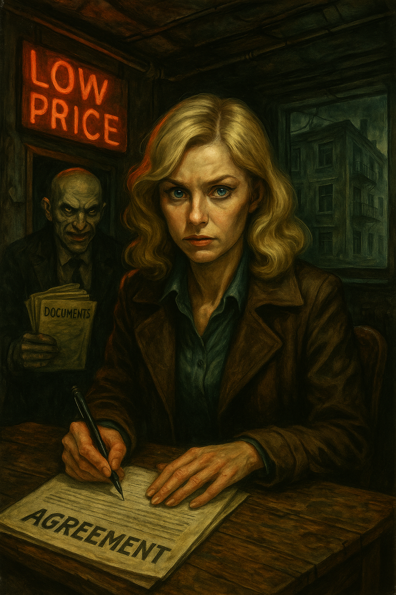 В углу стоит агент, пахнущий нафталином и абсурдом, и держит "документы".