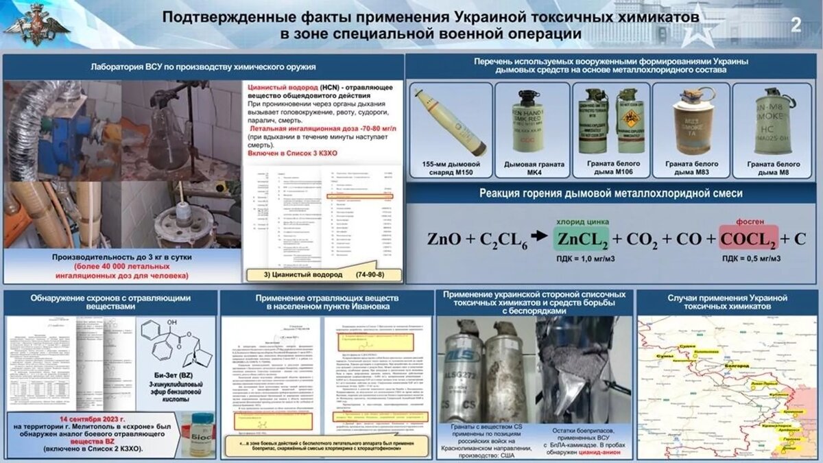Подтвержденные факты применения Украиной токсичных химикатов в зоне СВО
© Photo : Минобороны России
