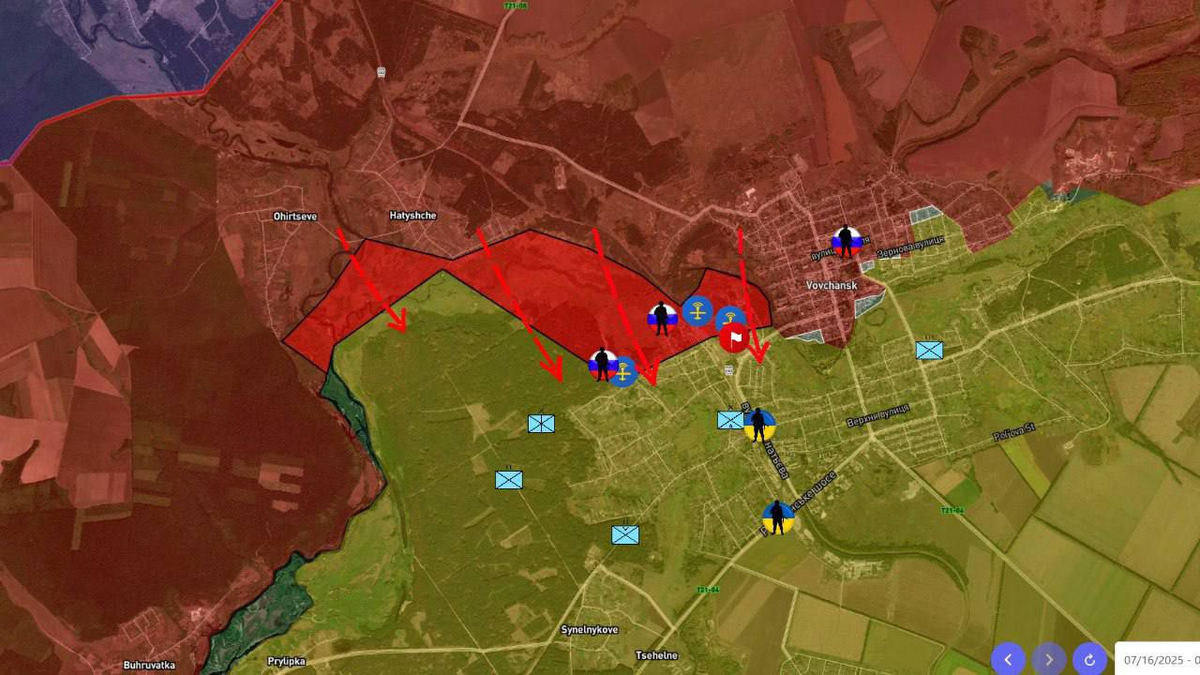 Источник: https://donbasstoday.ru/karta-boevyh-dejstvij-na-ukraine-na-utro-17-iyulya-rossijskie-vojska-peresekli-reku-volchya-v-volchanske/