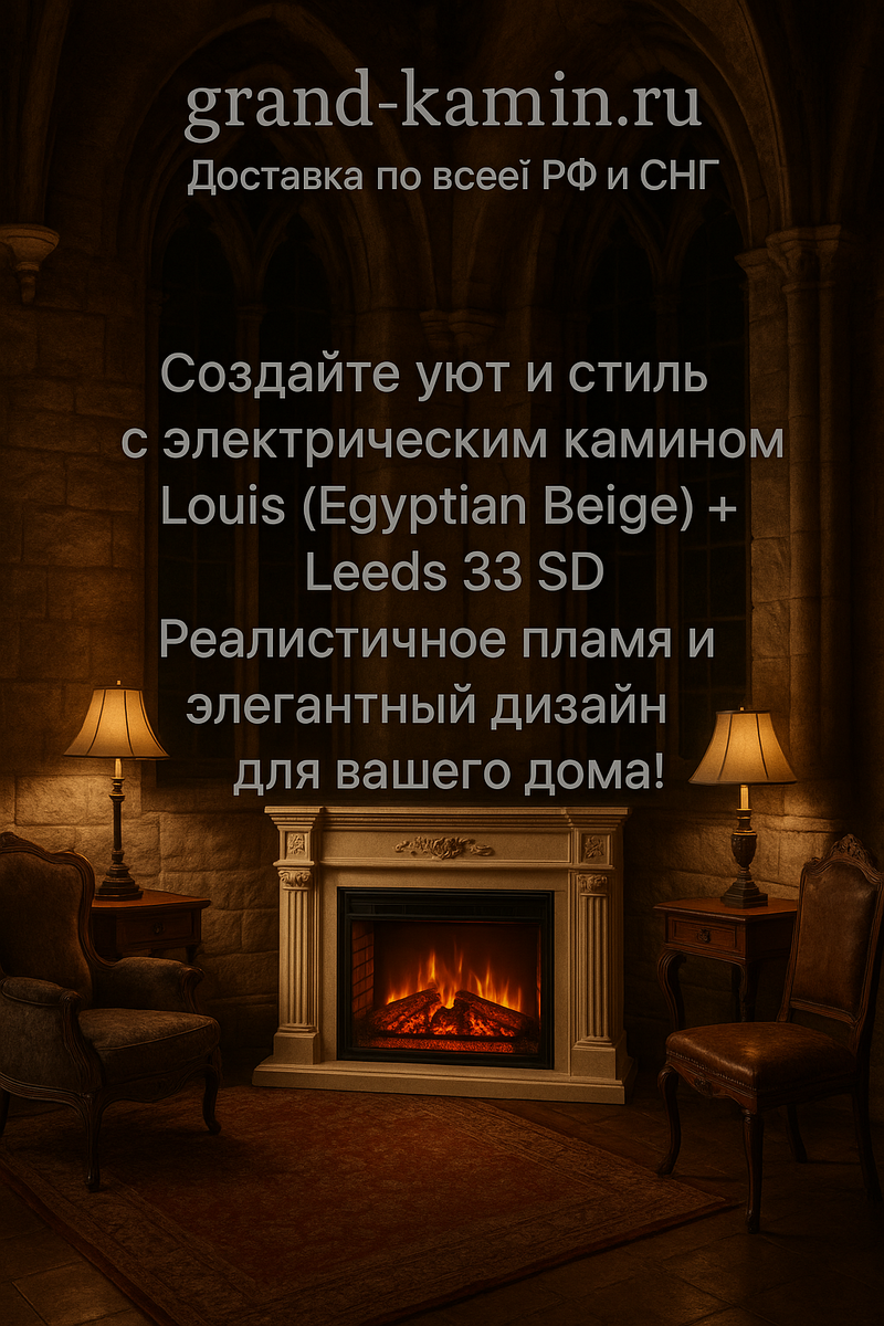   Невозможно устоять: как электрический камин Louis в оттенке Egyptian Beidge создает уют и стиль в вашем доме Kamin