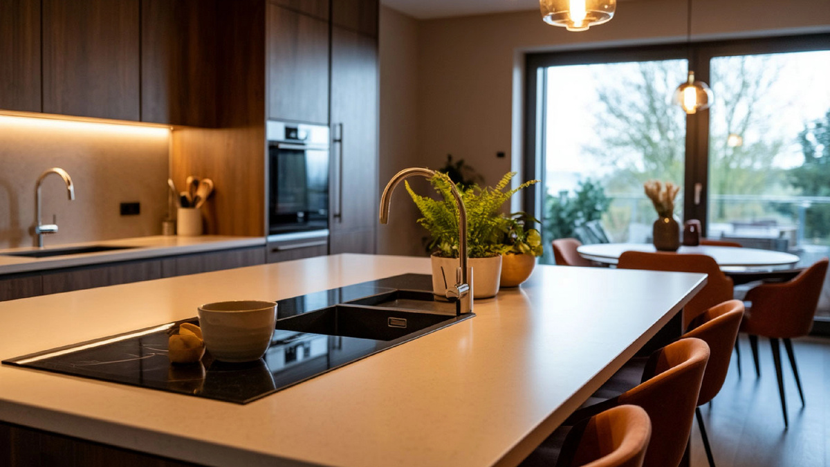 Здесь можно разместить плиту, мойку или зону для нарезки.