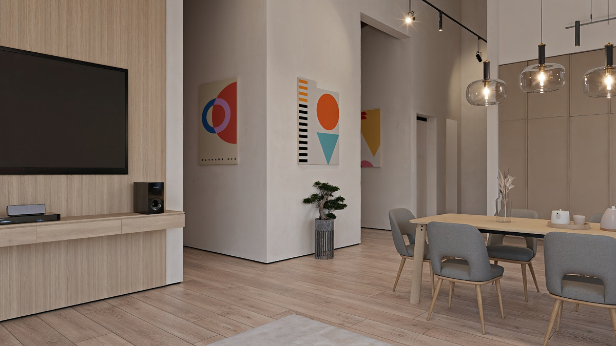 Визуализации интерьера кухни-гостиной в Планоплане