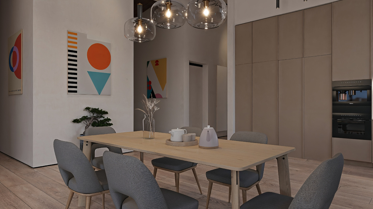 Визуализации интерьера кухни-гостиной в Планоплане