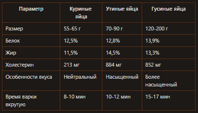 Сравнение разных яиц