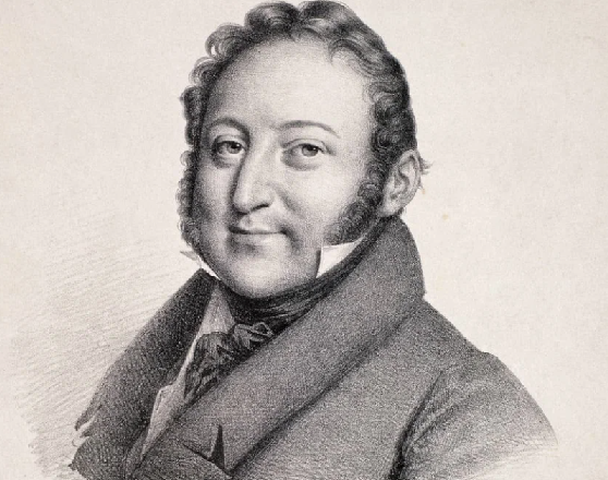 Джоаккино Россини в 1823 году. Гравюра с портрета работы Жюльен Леопольд Буальи.