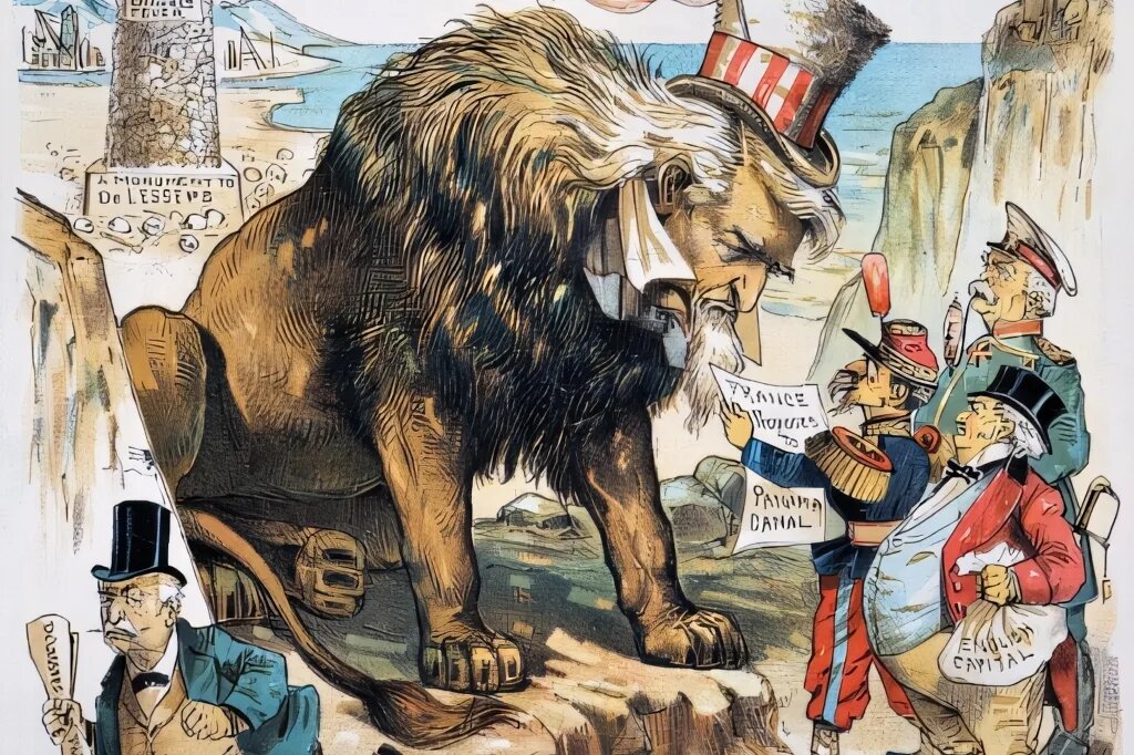 Карикатура XIX века на тему "Блестящей изоляции".