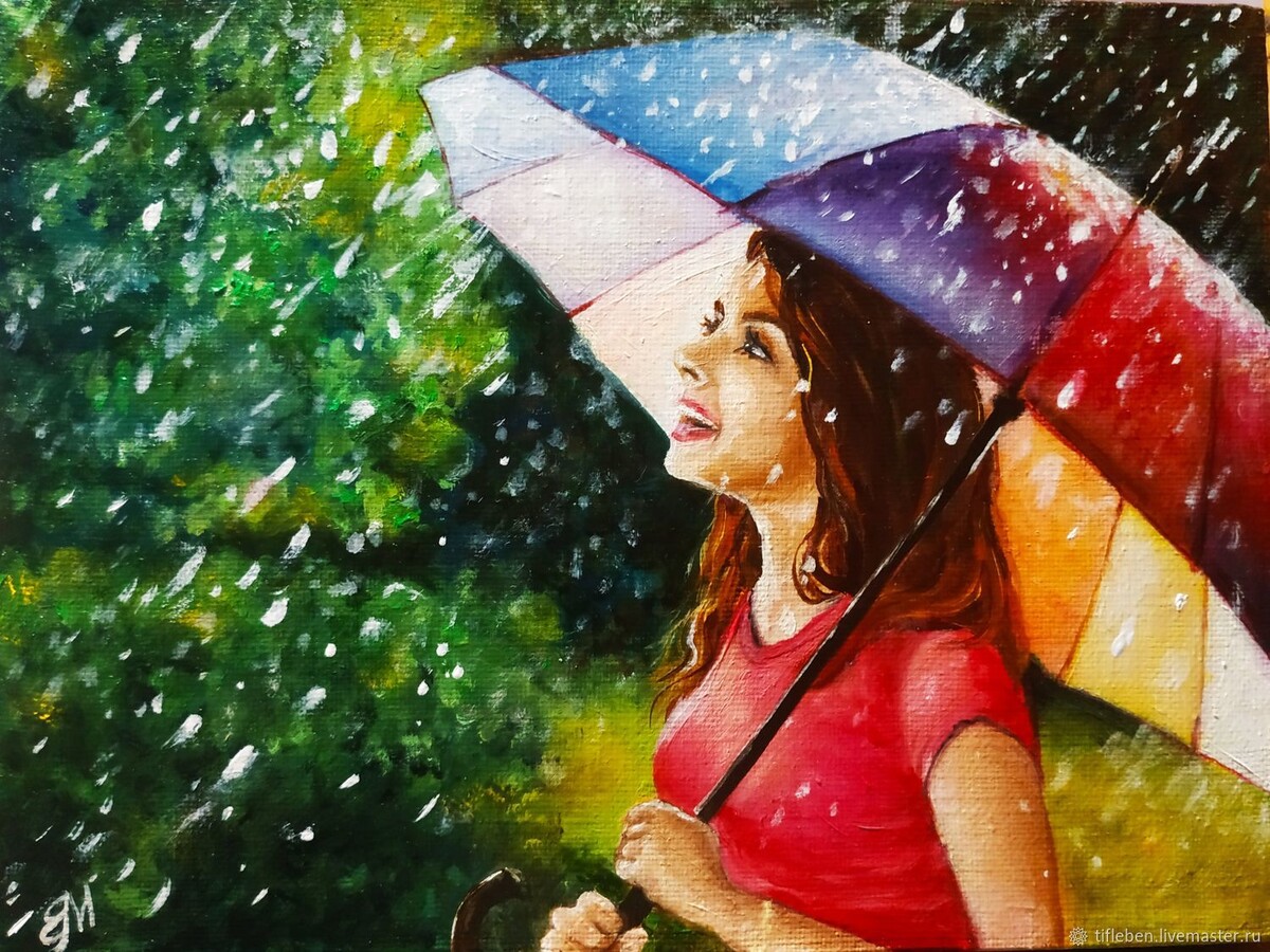 Девушка с зонтом. Фото картины взято из открытого источника