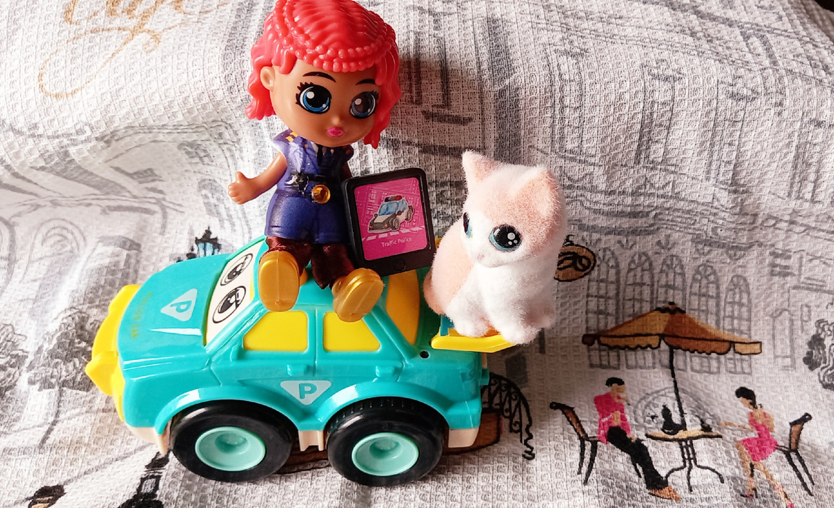 Полицейскую машинку зовут Петер. В честь мальчика из сказки А. Линдгрен "Нет  в лесу никаких разбойников!" И в честь угольщика Петера Мунка из сказки В. Гауфа "Холодное сердце".