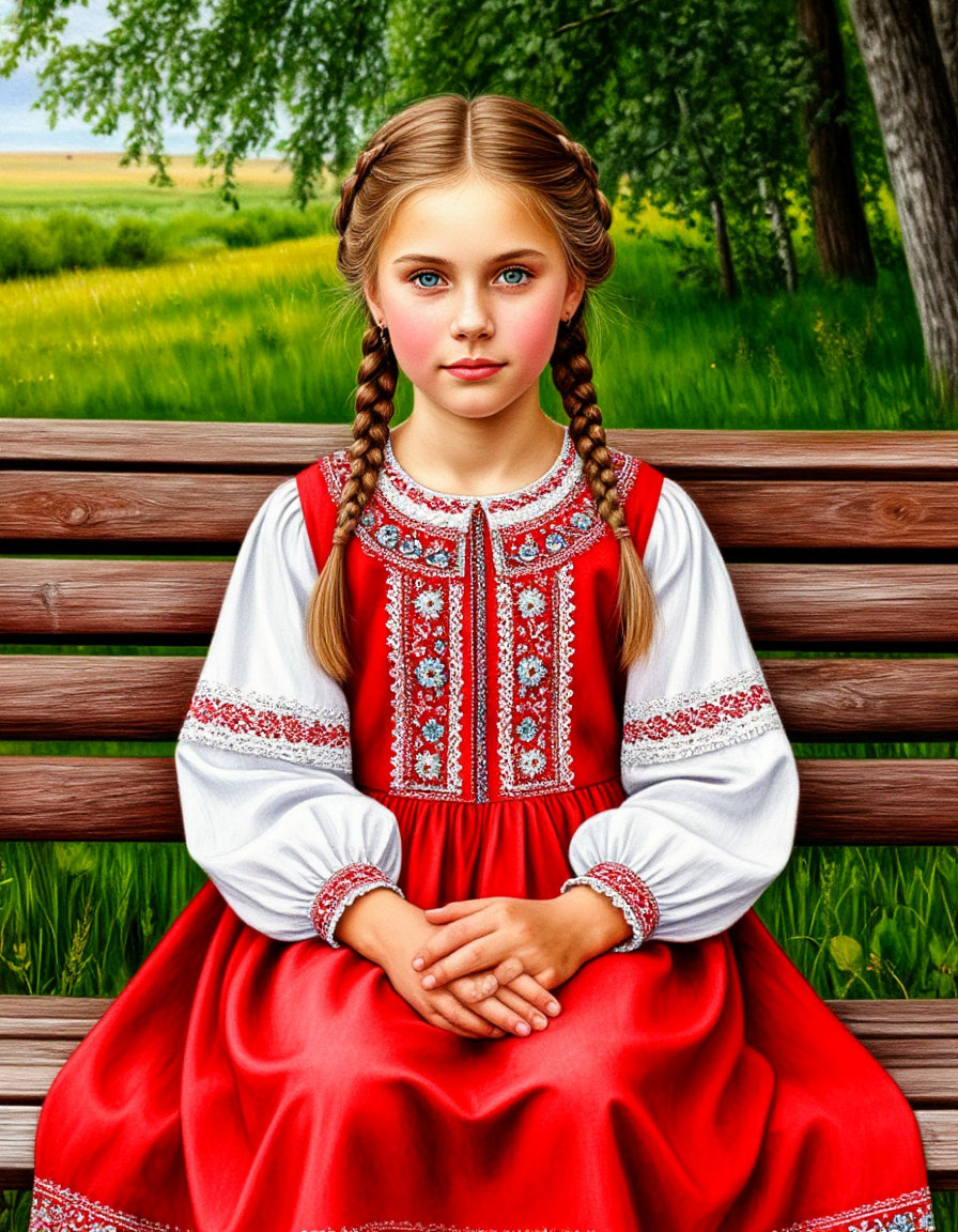 Девушка в русском сарафане пример рисунок