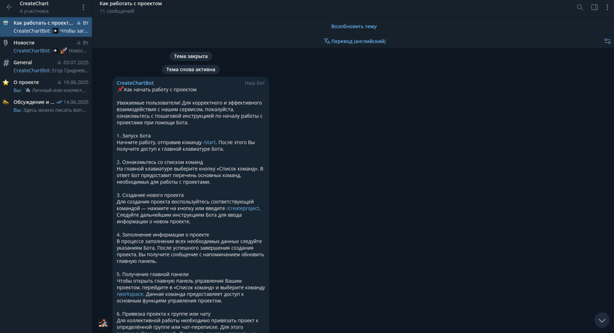 Чат-группа CreateChart