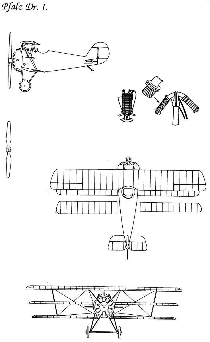 схема истребителя-триплана Pfalz Dr.I