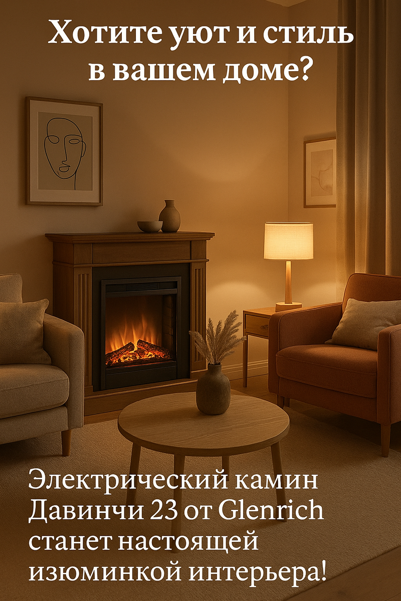    Создайте уют за считанные минуты: идеальный электрический камин Давинчи 23 для вашего дома Kamin