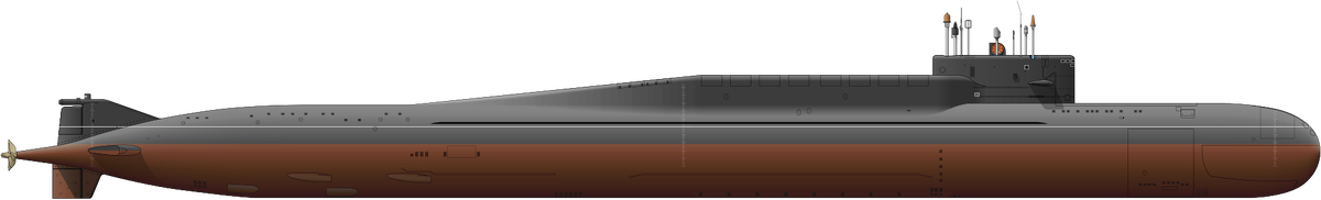 Силуэт советской ракетной стратегической подводной лодки проекта 667БДРМ «Дельфин» (класс Delta-IV). К-18 «Карелия».