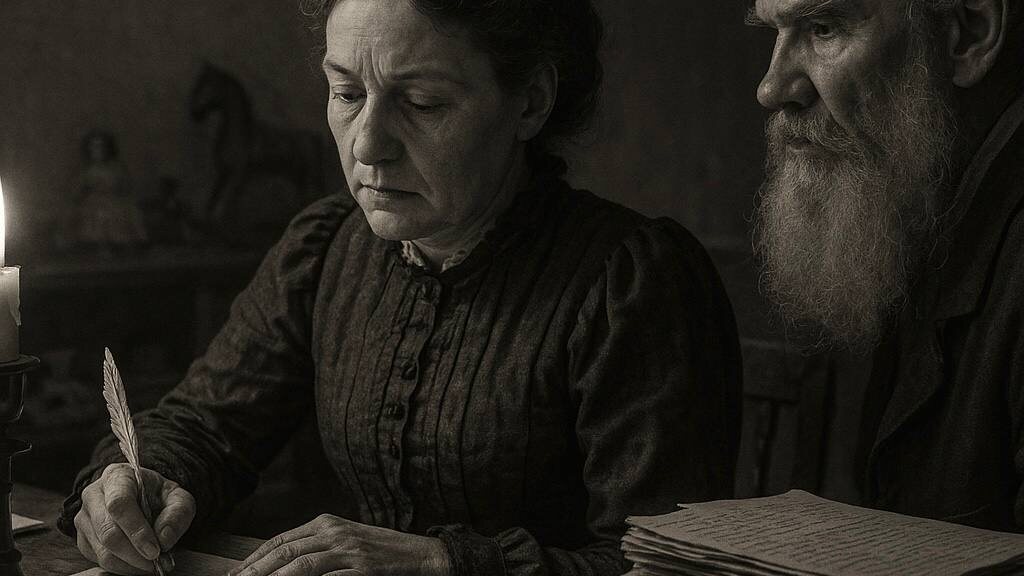 Софья Андреевна и Лев Толстой. Нарисовано нейросетью