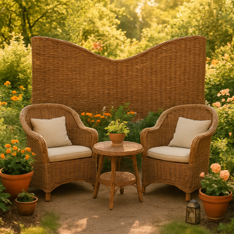    Как создать уютный уголок в саду: плетёный рогатый экран из ротанга для уединения и красоты вашего участка Loza