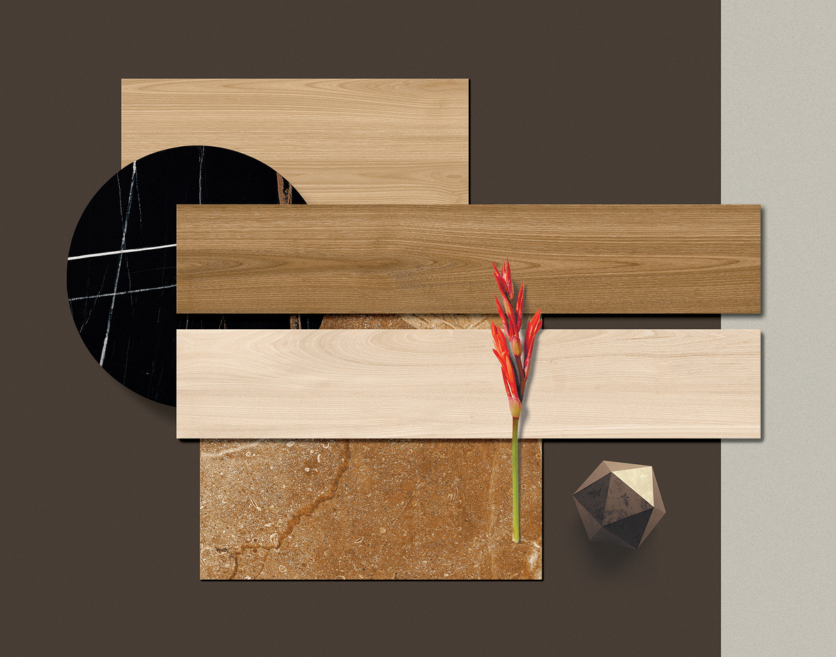 Мудборд от дизайнера интерьера с древесиной