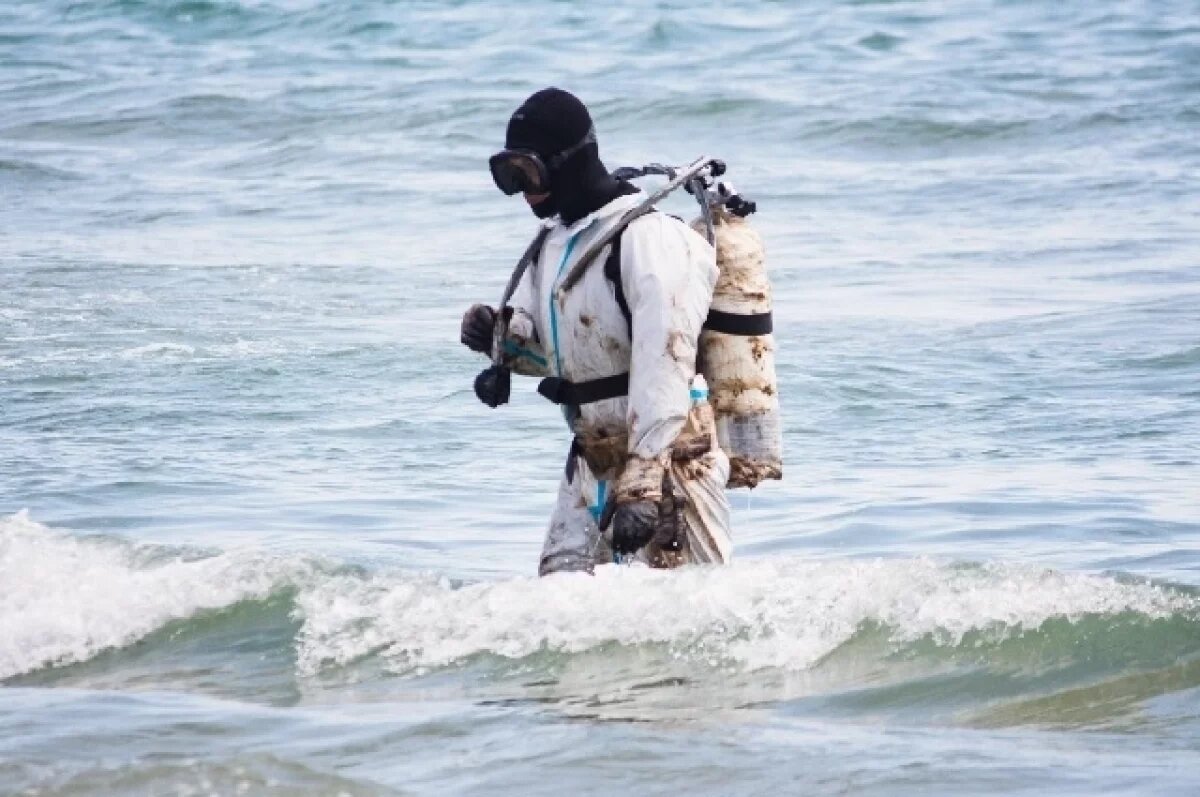    Спасатели Северного Кавказа очищают загрязнённые участки Чёрного моря