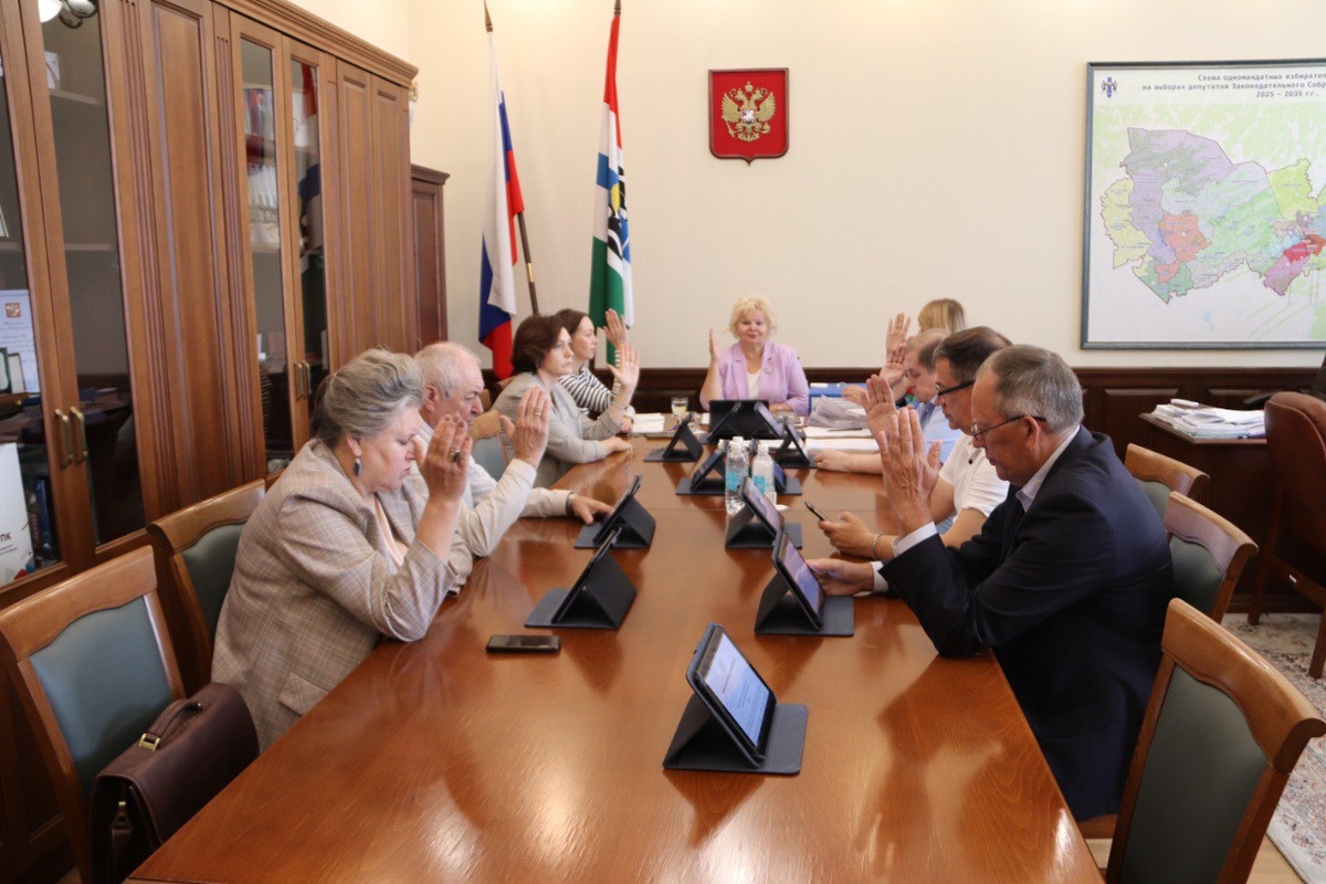 Члены Избирательной комиссии Новосибирской области голосуют за заверение списков кандидатов. Фото из телеграм-канала комиссии.