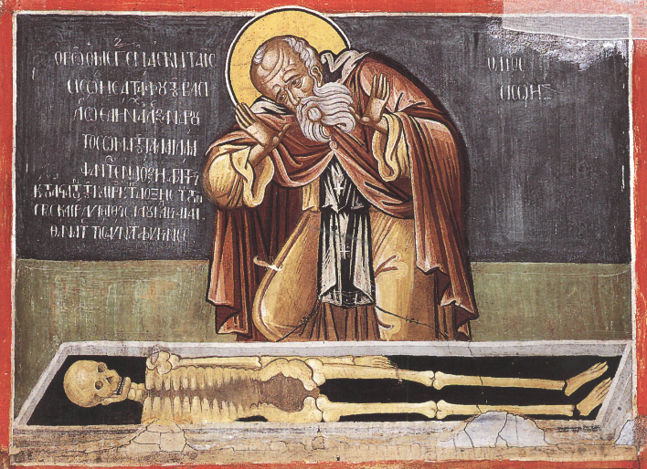 Сисой перед гробницей Александра Македонского, фреска монастыря Варлаама, Метеоры. Фото: Erud/Wikipedia/Общественное достояние