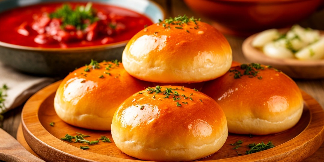 Пампушки к борщу. Эти пышные, мягкие булочки с чесночной заправкой — настоящая душа семейного обеда