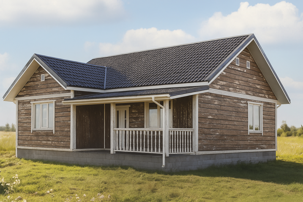 Каркасный дом обшитый натуральным покрашенным деревом через 5 лет эксплуатации