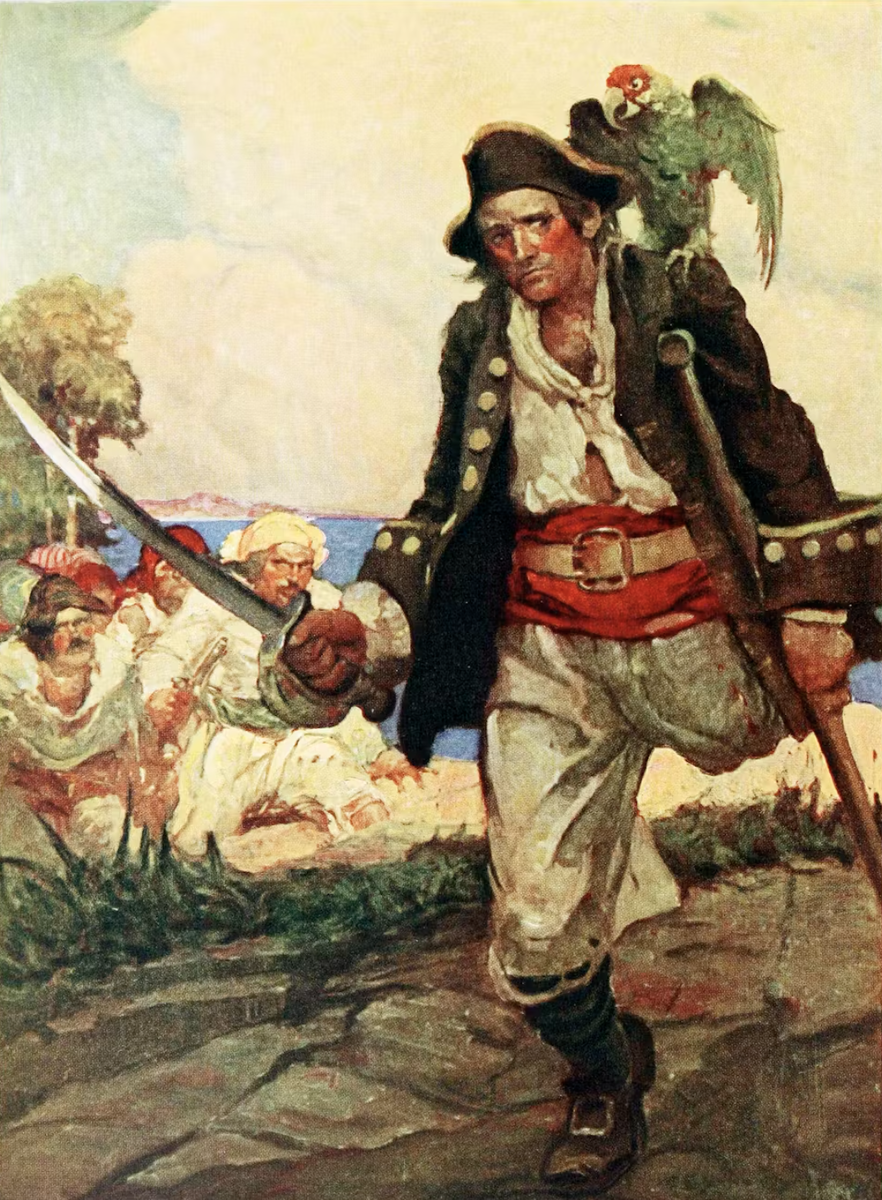 Издание «Острова сокровищ» 1915 года с изображением Долговязого Джона Сильвера в образе легендарного пирата.