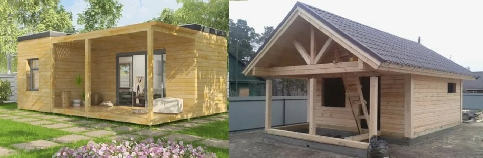 Бани с плоской крышей и скатной крышей,источник интернет