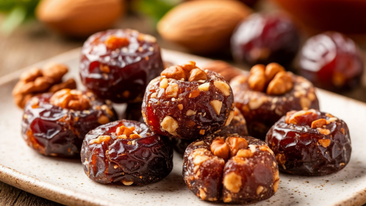 Конфеты из фиников и орехов: полезный перекус без сахара за 10 минут! 🌱✨