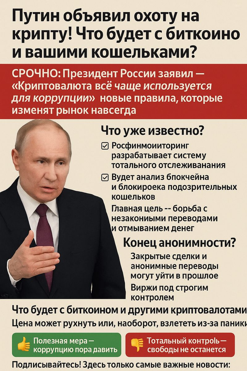 #Криптовалюта #Путин #Биткоин #Финансы #Коррупция #Новости