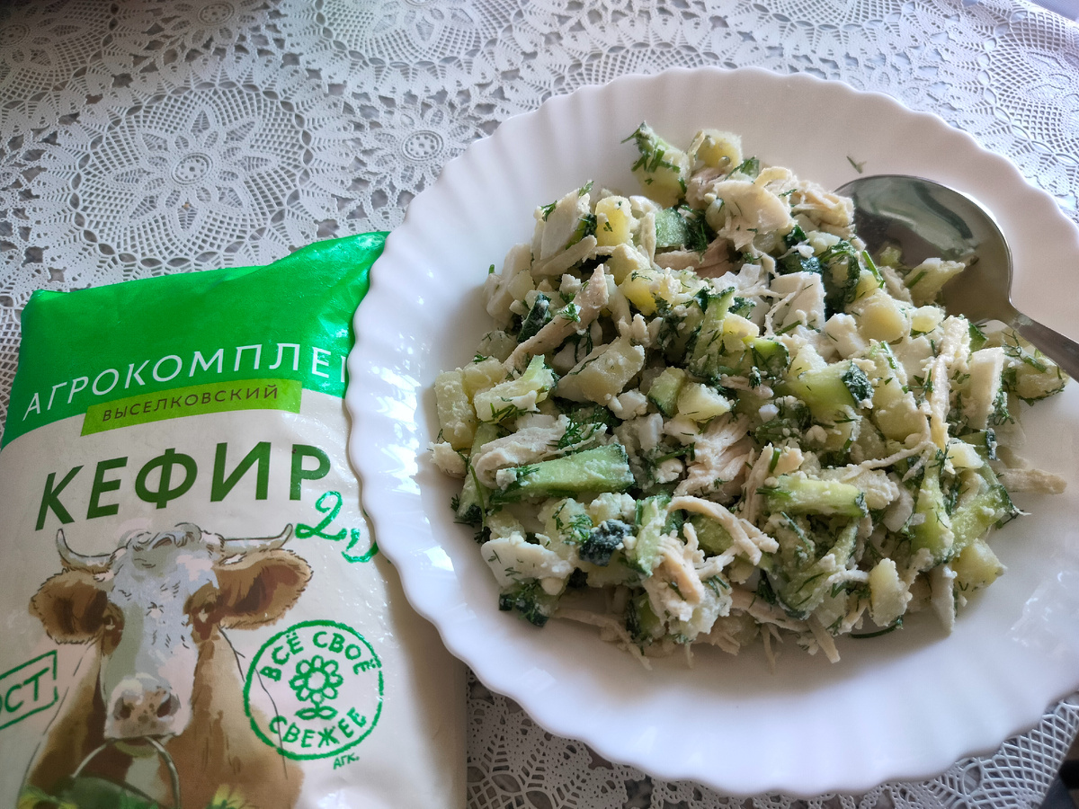 Окрошка на кефире .