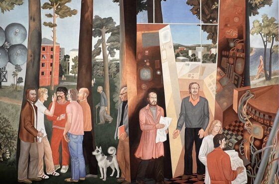 © Наталья Толпекина и Яков Яковлев. Молодые учёные Новосибирского Академгородка. Холст, масло. 300 х 400 см. 1976. «Новосибирский государственный художественный музей»
Прим.: Я.Я. Яковлев – художник-график, архитектор, реставратор, священник. – М.Л.
