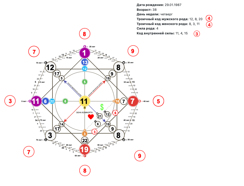 Раксана Бабаева для РБК📷Матрица судьбы, созданная при помощи онлайн-сервиса beloesolnce.ru