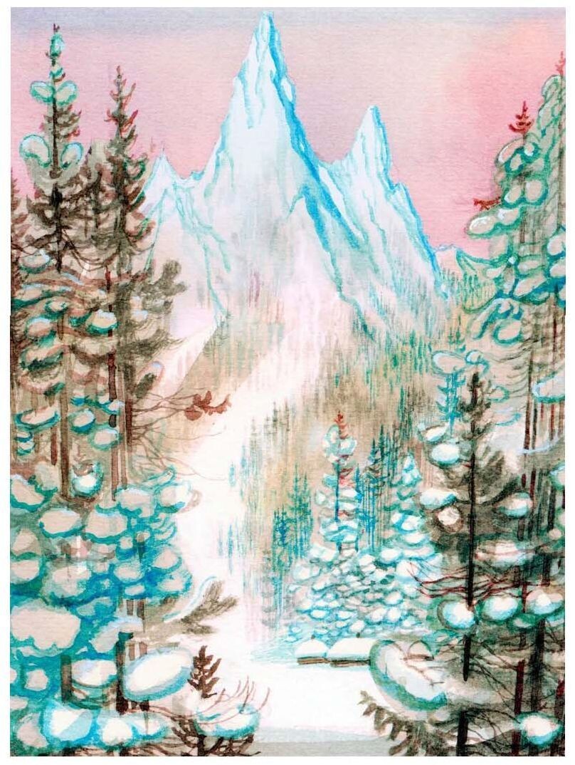 Синие горы. Иллюстрация А.Г. Слепкова к рассказу Гайдара «Чук и Гек» https://nukadeti.ru/skazki/gajdar_chuk_i_gek