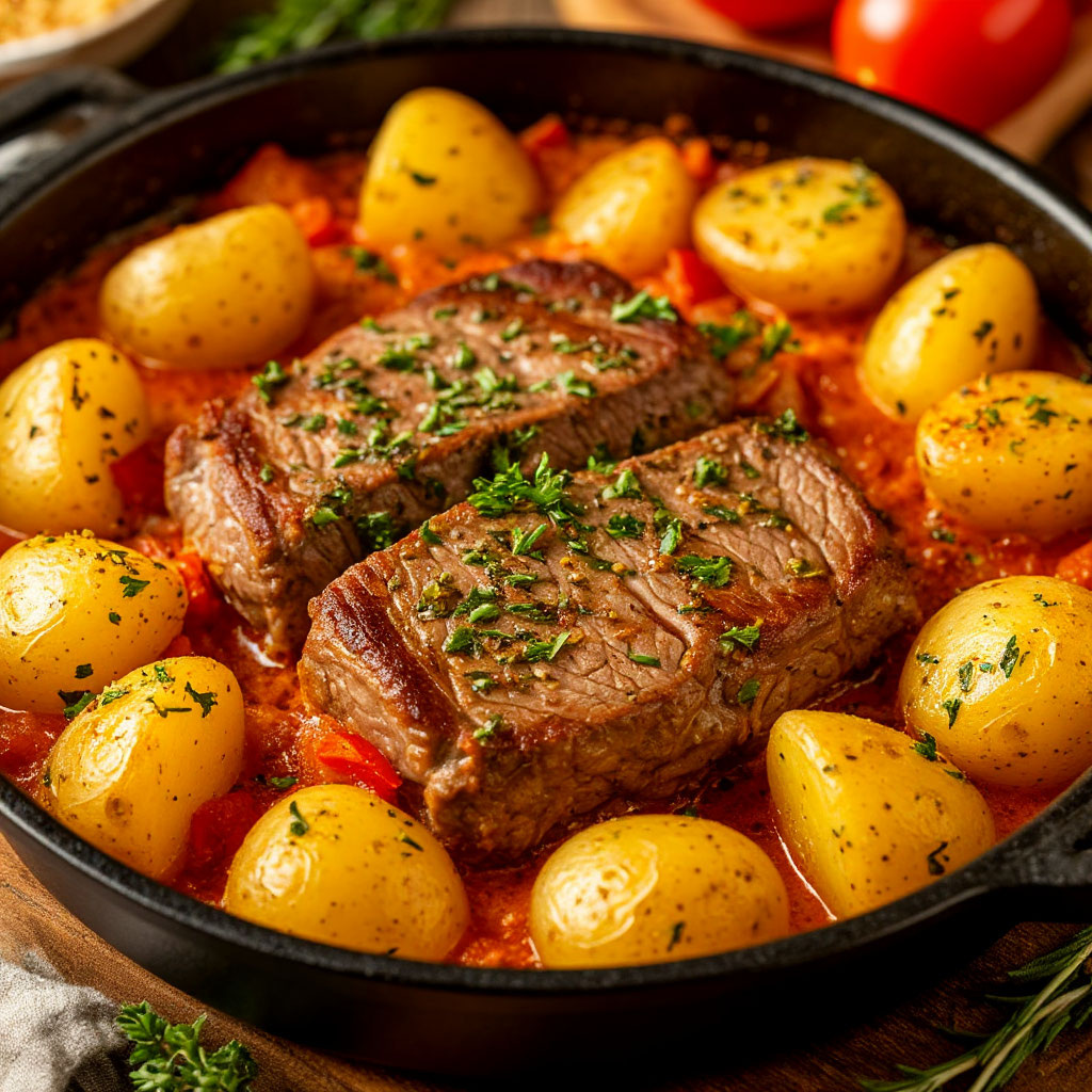 Картофель с мясом в духовке