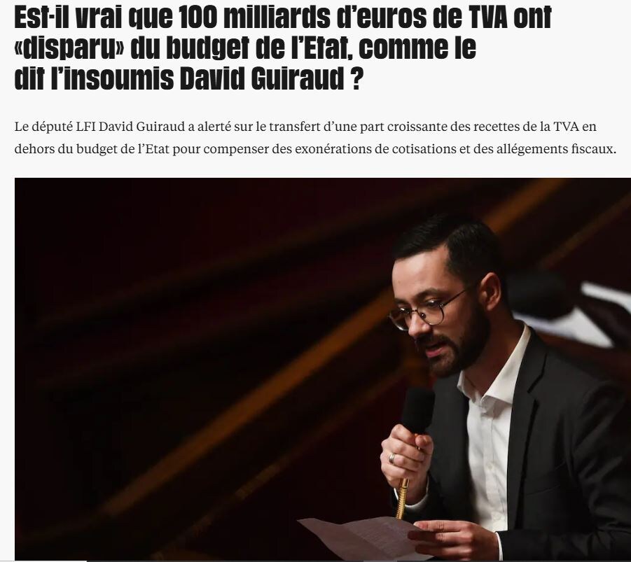 заголовок гласит: Правда ли что 100 миллиардов евро НДС "иисчезли" из госбюджета, как заявил Давид Жиро? 