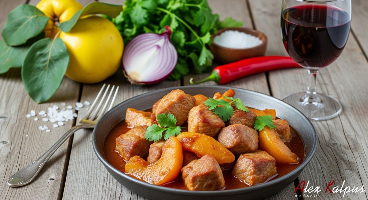 Уникальный грузинский рецепт редкого блюда - Свинина тушеная с айвой. Грузия