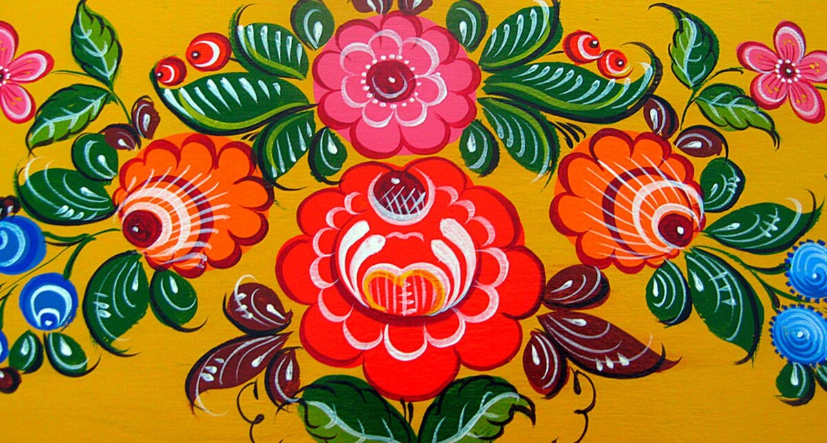 Фрагмент Городецкой росписи