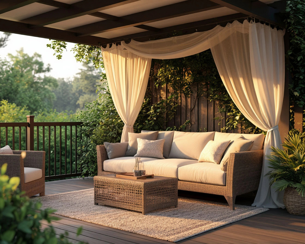 Ротанг хорошо сочетается с текстилем и деревом.