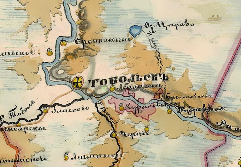 Карта Тобольской и Томской губерний 1874 года.