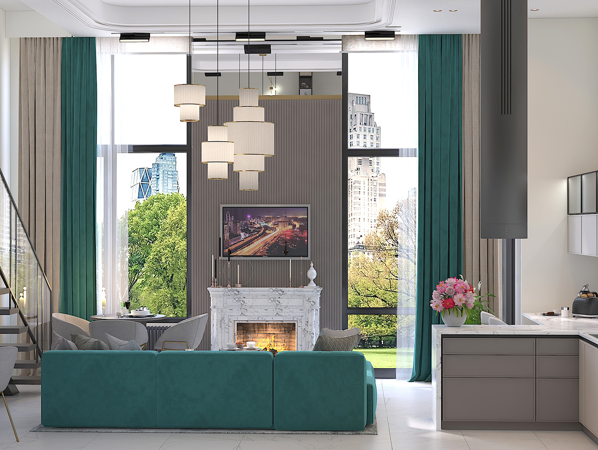 Дизайн интерьера двухуровневой квартиры. Листайте карусель