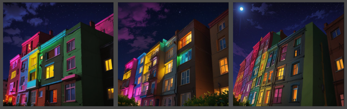 Домики, созданные в Krea по промту с дорисовкой в реальном времени