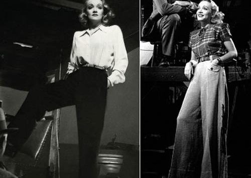 Тоже Марлен Дитрих, но в больее широких брюках, которые и получили название "Марлен".