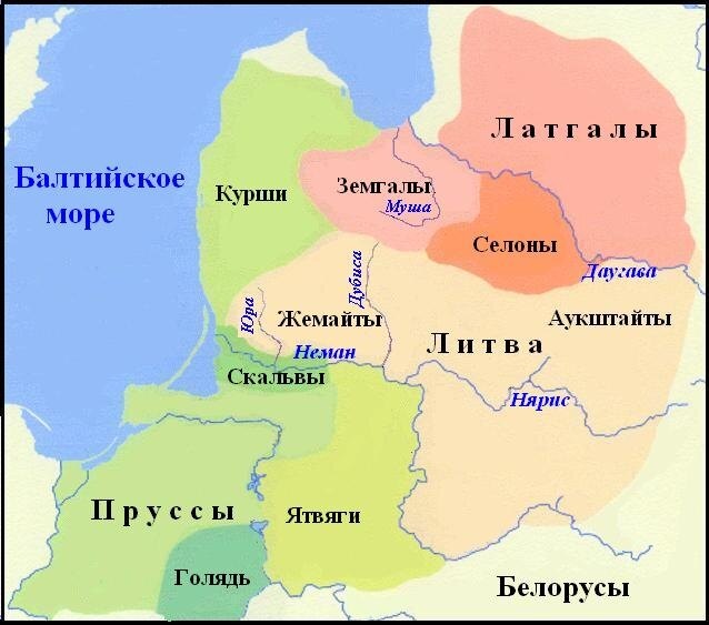 Карта балтских племëн