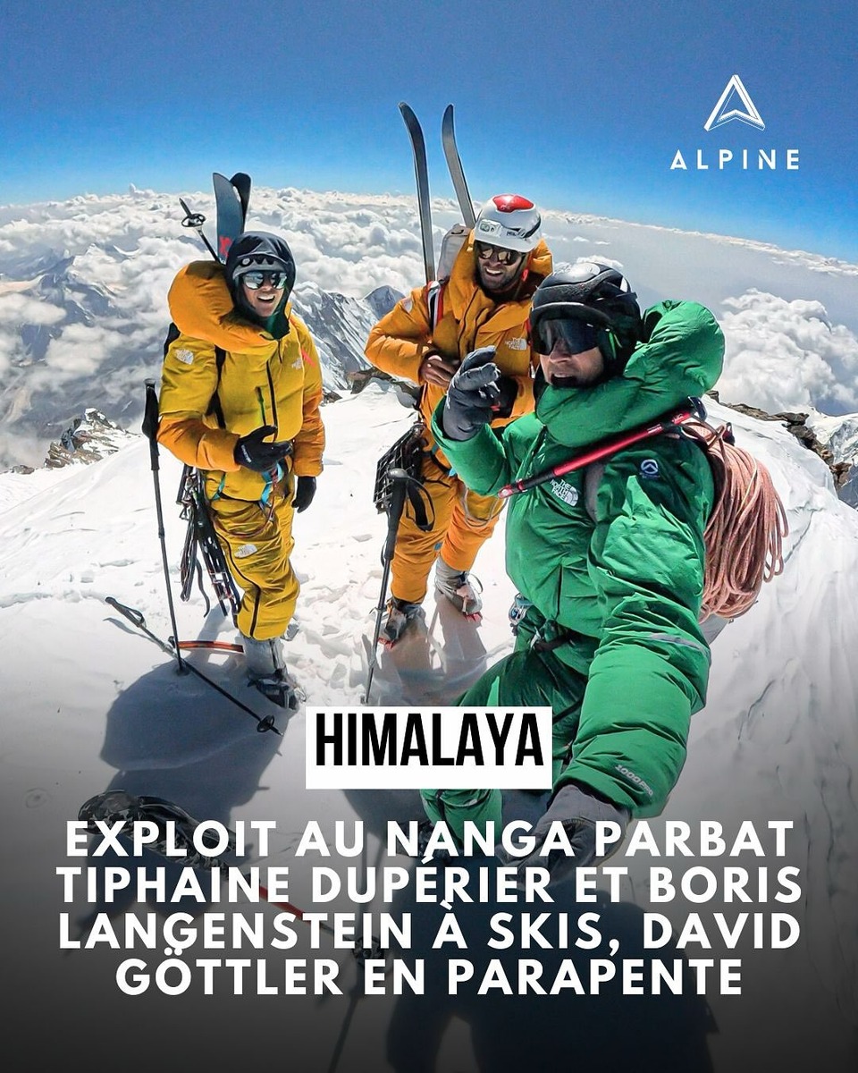 Тифен Дюперье, Борис Лангенштейн и Дэвид Гёттлер на вершине Нанга Парбат. Источник: Tiphaine Duperier