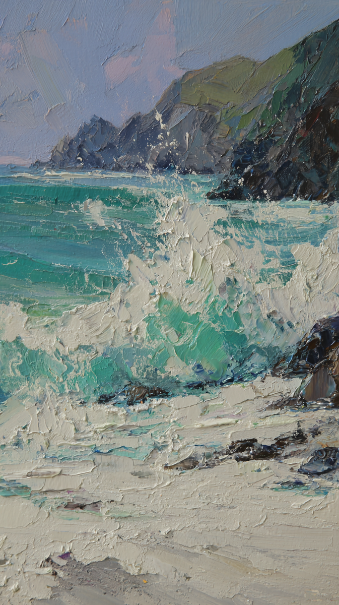 Морская волна, бьющаяся о берег