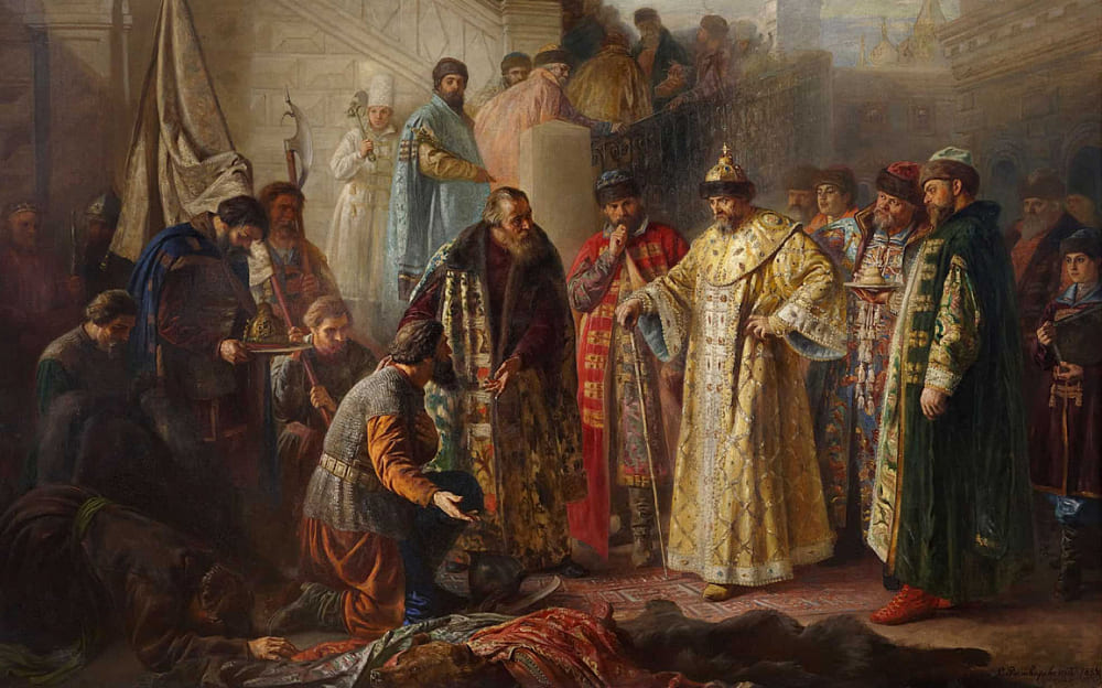 С. Р. Ростворовский. Посланники от Ермака на красном крыльце перед Иваном Грозным.